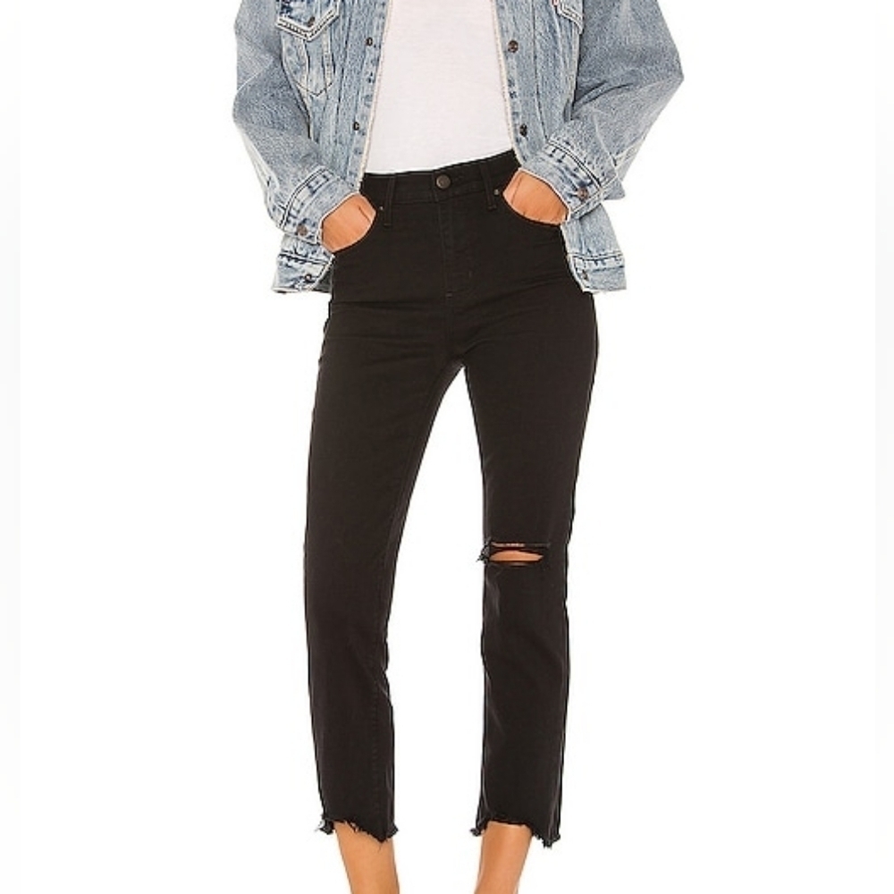 Levi's X Revolve Black Pixel 724 High Rise Straight Crop Jeans 27